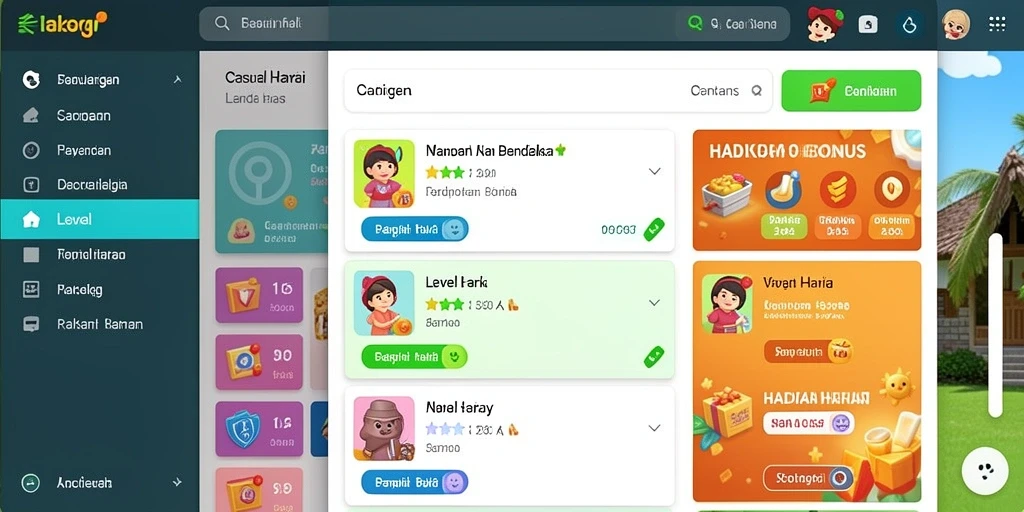 Screenshot menggambarkan tantangan menarik di level baru.